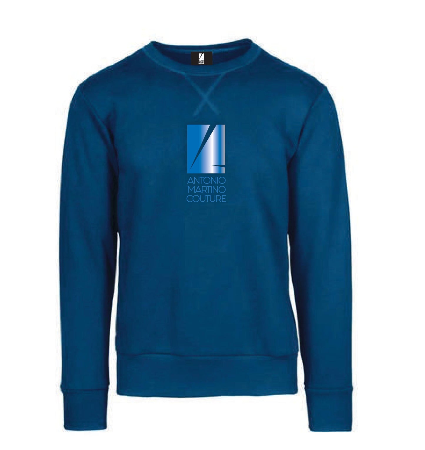Felpa Girocollo Blu con Logo Antonio Martino Couture Antonio Martino Couture