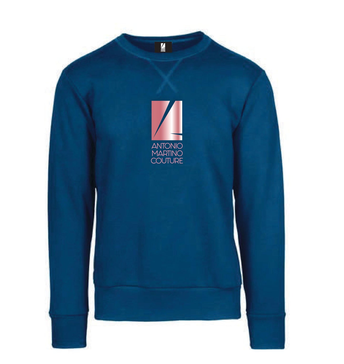 Felpa Girocollo Blu con Logo Antonio Martino Couture Antonio Martino Couture