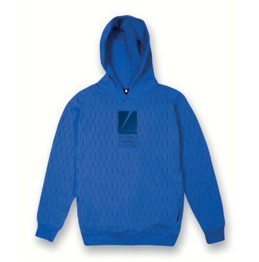 Felpa cappuccio Laser Cut blu con logo Antonio Martino Couture Antonio Martino Couture