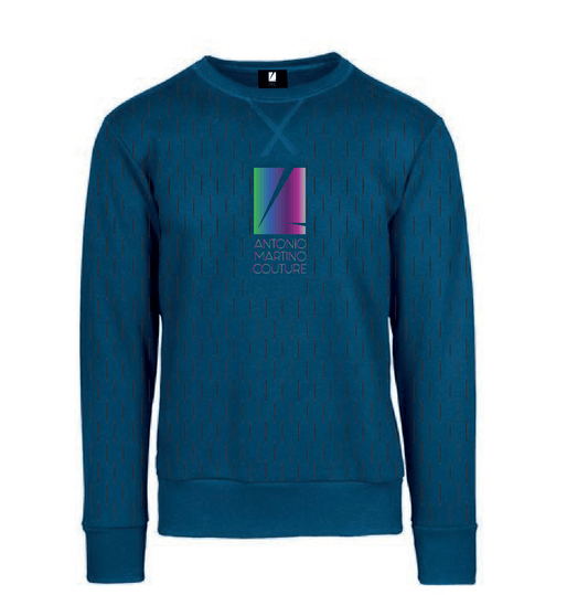 Felpa girocollo Laser Cut blu navy con Logo Antonio Martino Couture Antonio Martino Couture