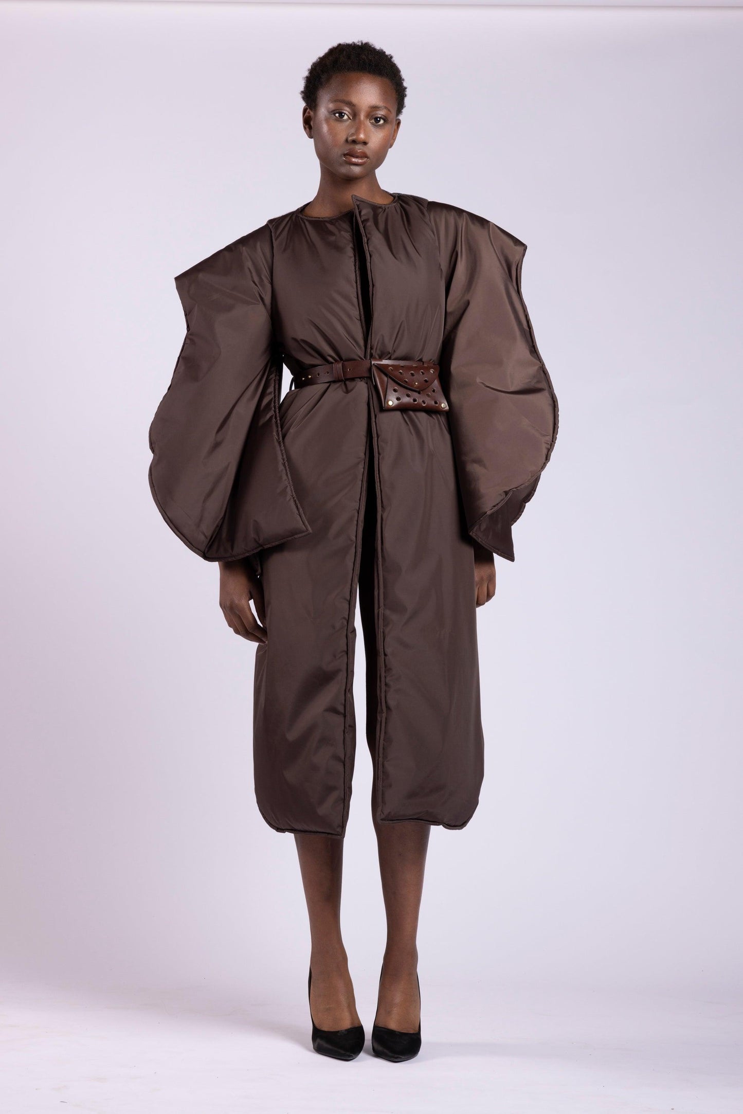 Bomber Asimmetrico in Piumino Bruciato e Jeans Antonio Martino Couture