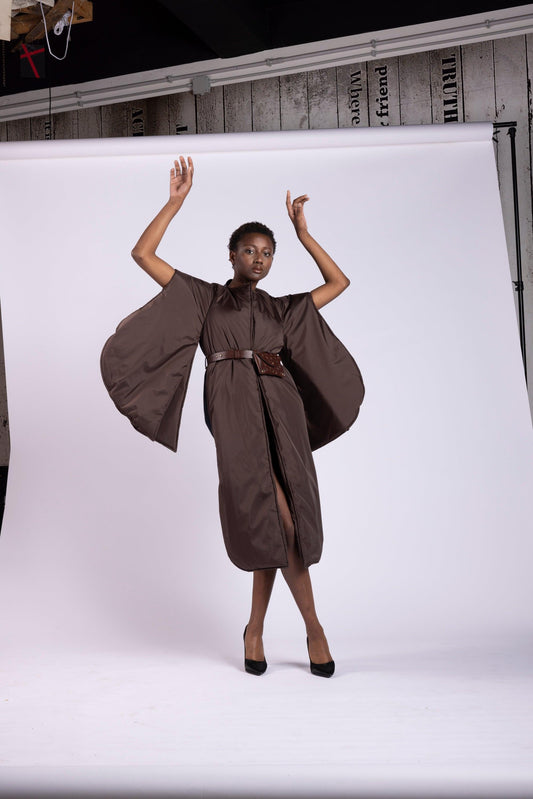 Bomber Asimmetrico in Piumino Bruciato e Jeans Antonio Martino Couture