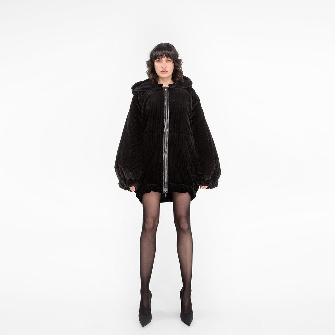 Bomber in velluto nero con dettagli in pelle Antonio Martino Couture