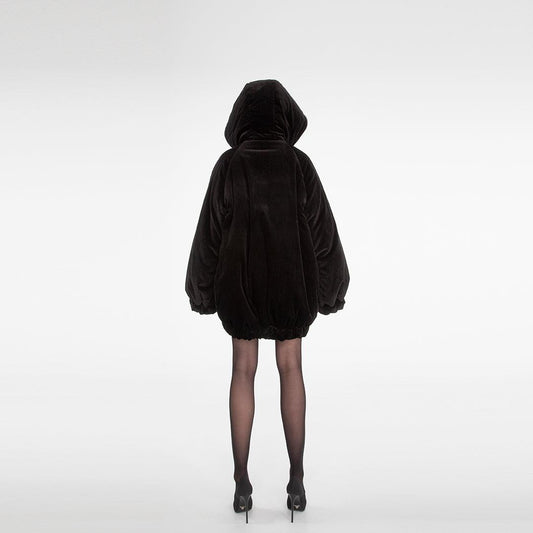 Bomber in velluto nero con dettagli in pelle Antonio Martino Couture