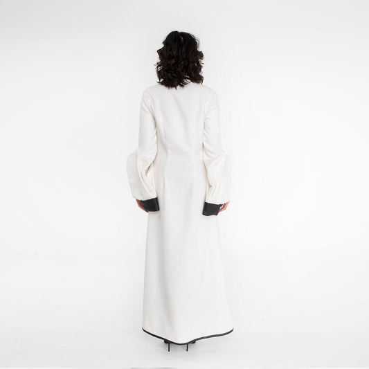 Trench - Camicia in lana bianca e pelle nera Antonio Martino Couture