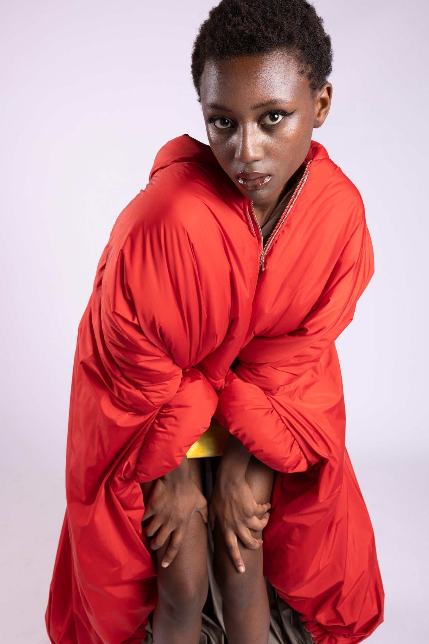 Piumino Kimono in nylon Rosso Antonio Martino Couture