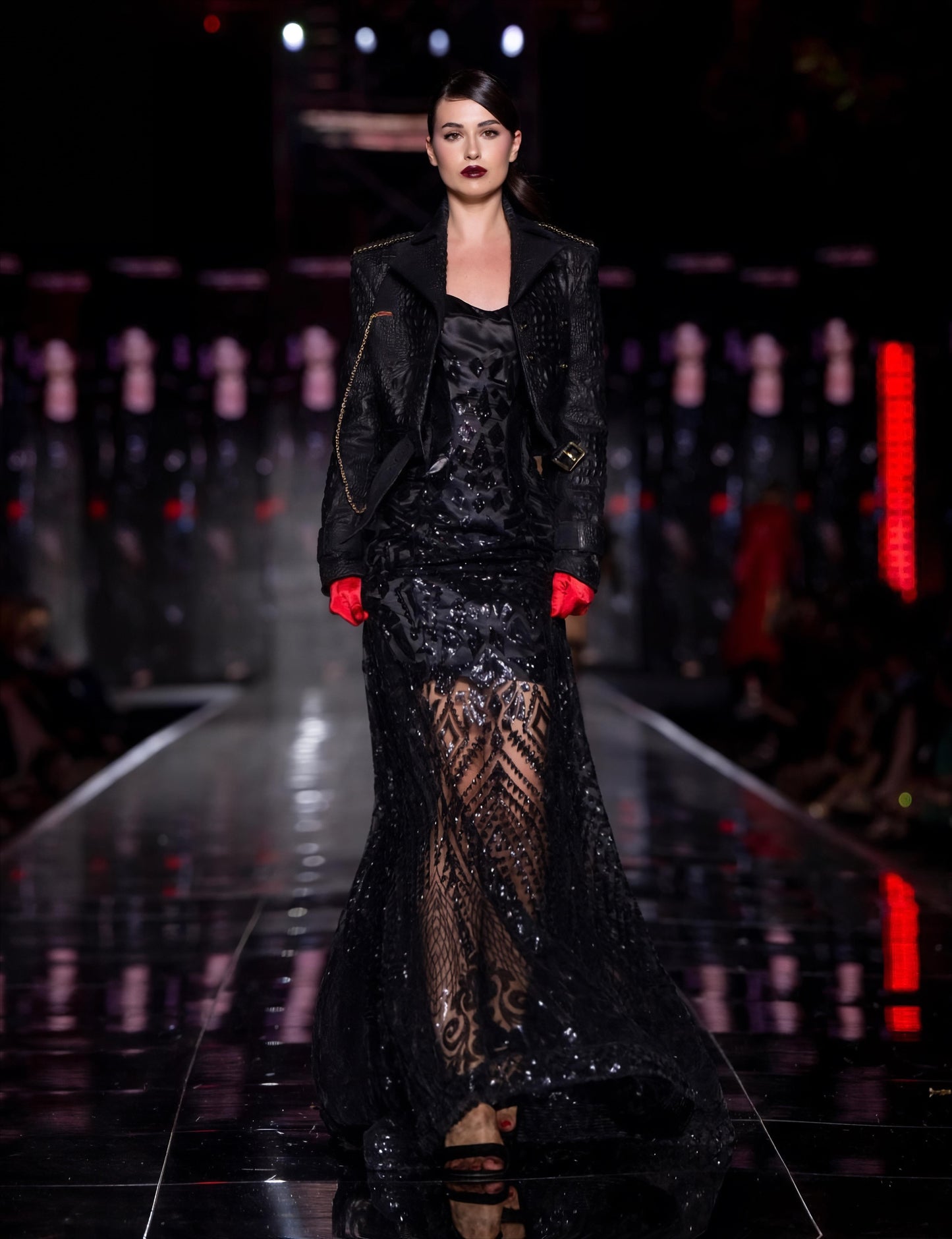 Giacca Chiodo in Pelle 3D Alligatore